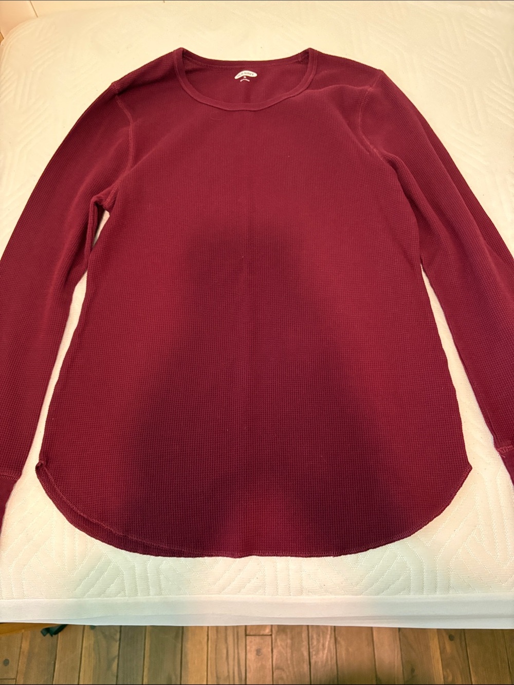 Old Navy Women's Long Sleeve Waffle Knit Top - Deep Wine